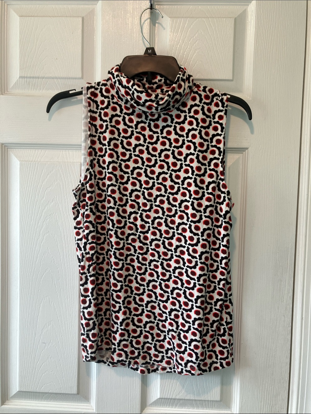Ann Taylor Sleeveless Turtleneck Camisole in Black, White & Red Floral Geo large